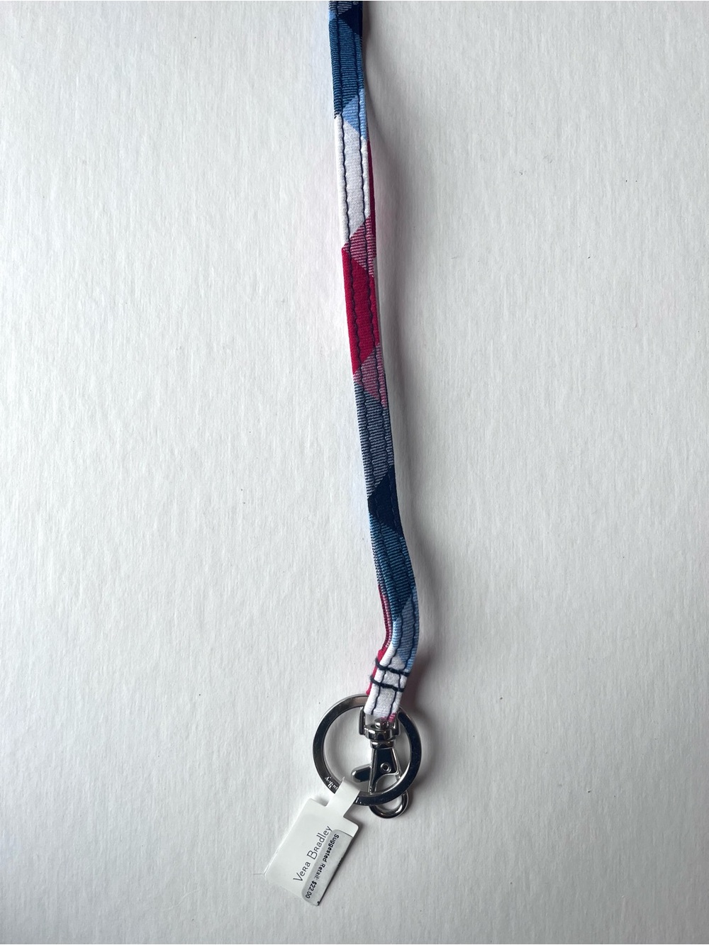 Vera Bradley Thin Lanyard in Patriotic Plaid NWT Key Holder Red, White, & Blue